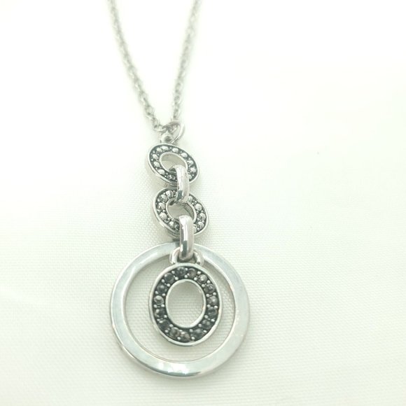 Liz Claiborne Womens Silver Oval Link Chain Lobster Triple Hoop Pendent … - Picture 3 of 12